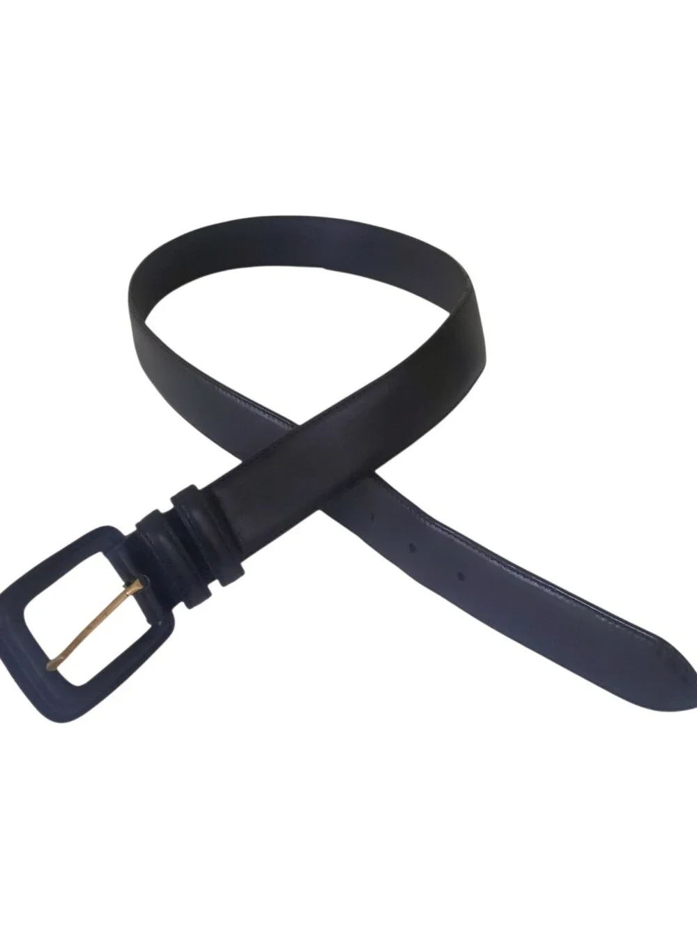 Vtg RALPH LAUREN COLLECTION Black Leather Belt w/Covered Square Buckle Sz M/32